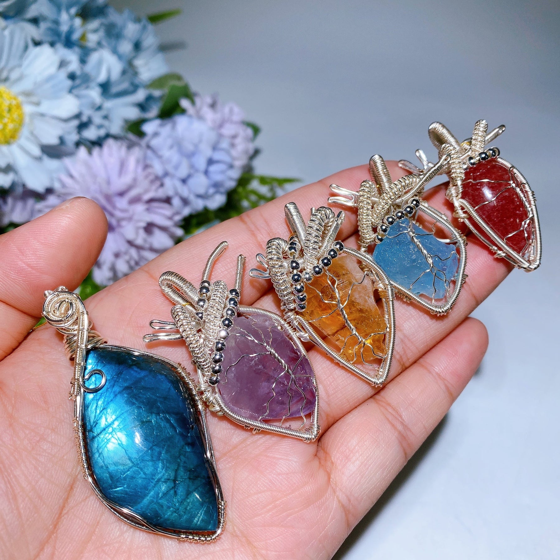 Copper Wrapping Crystal Pendant