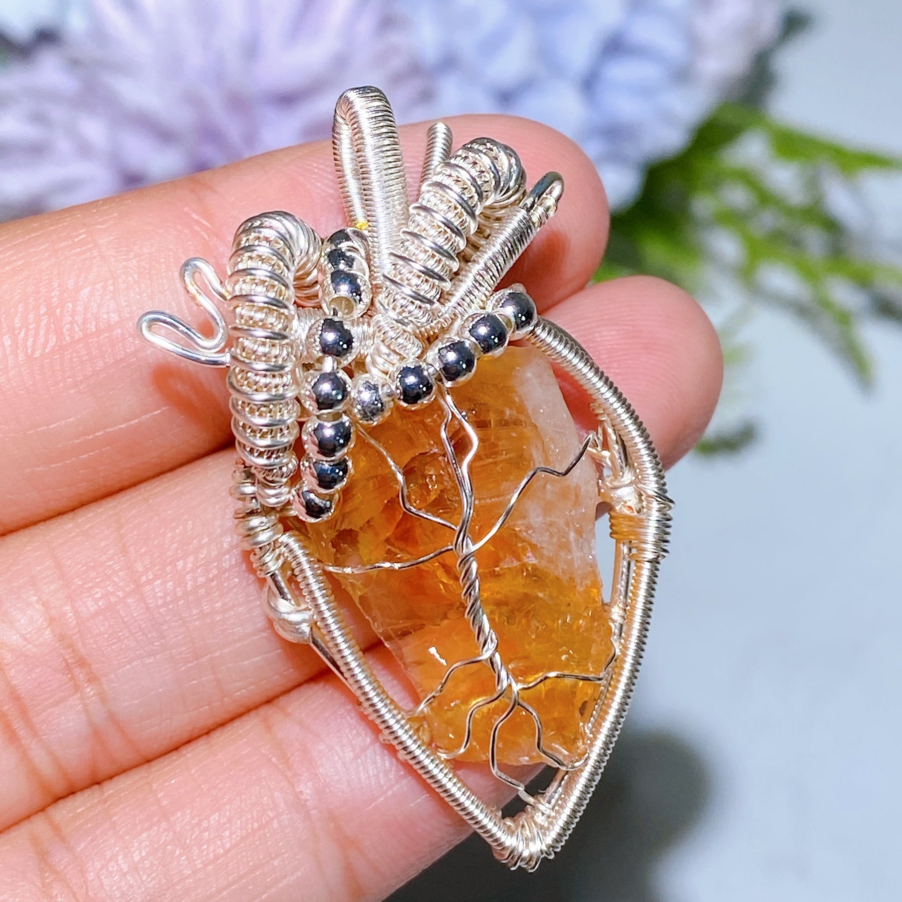Copper Wrapping Crystal Pendant