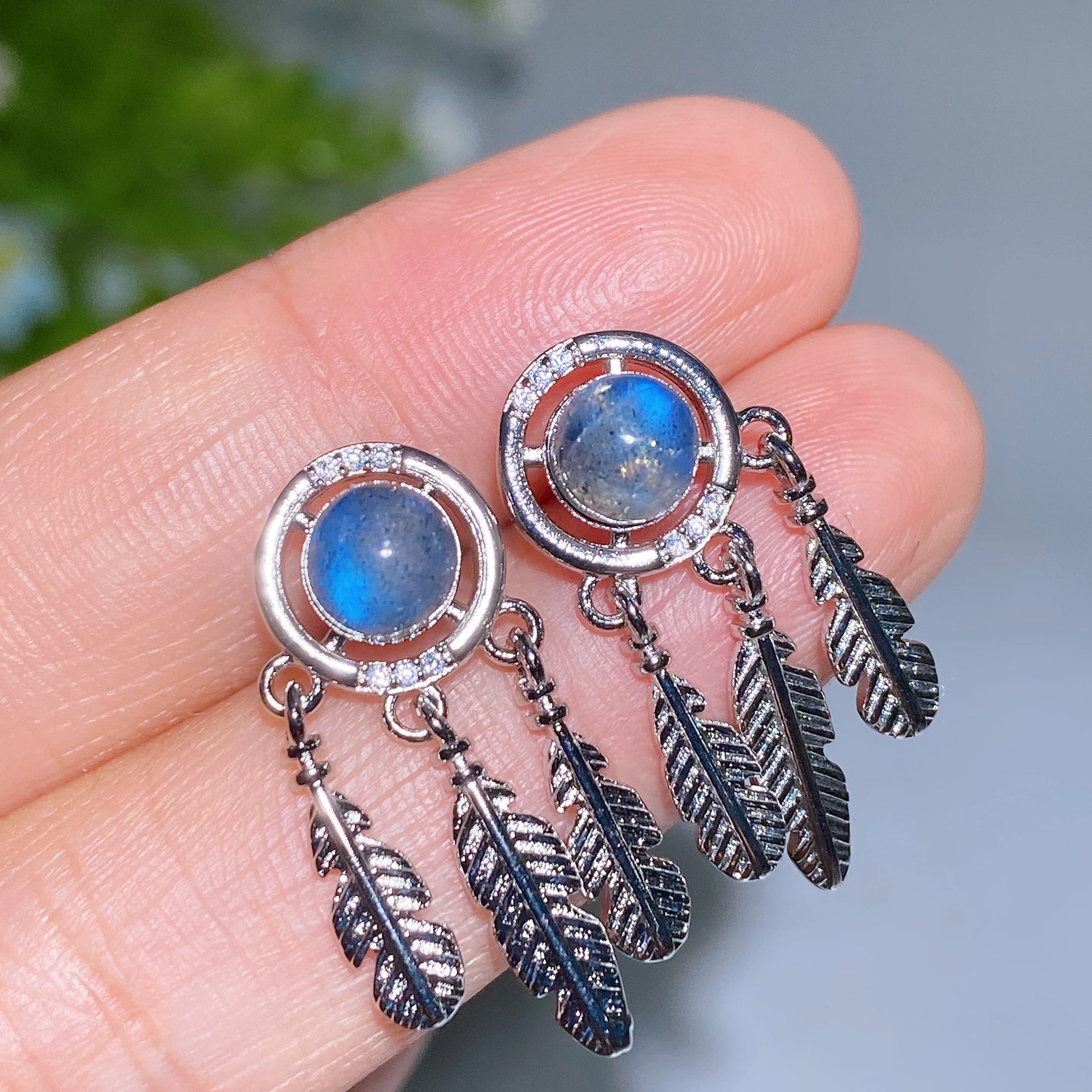 Copper Silver Plated Crystal Earrings Ear Stud