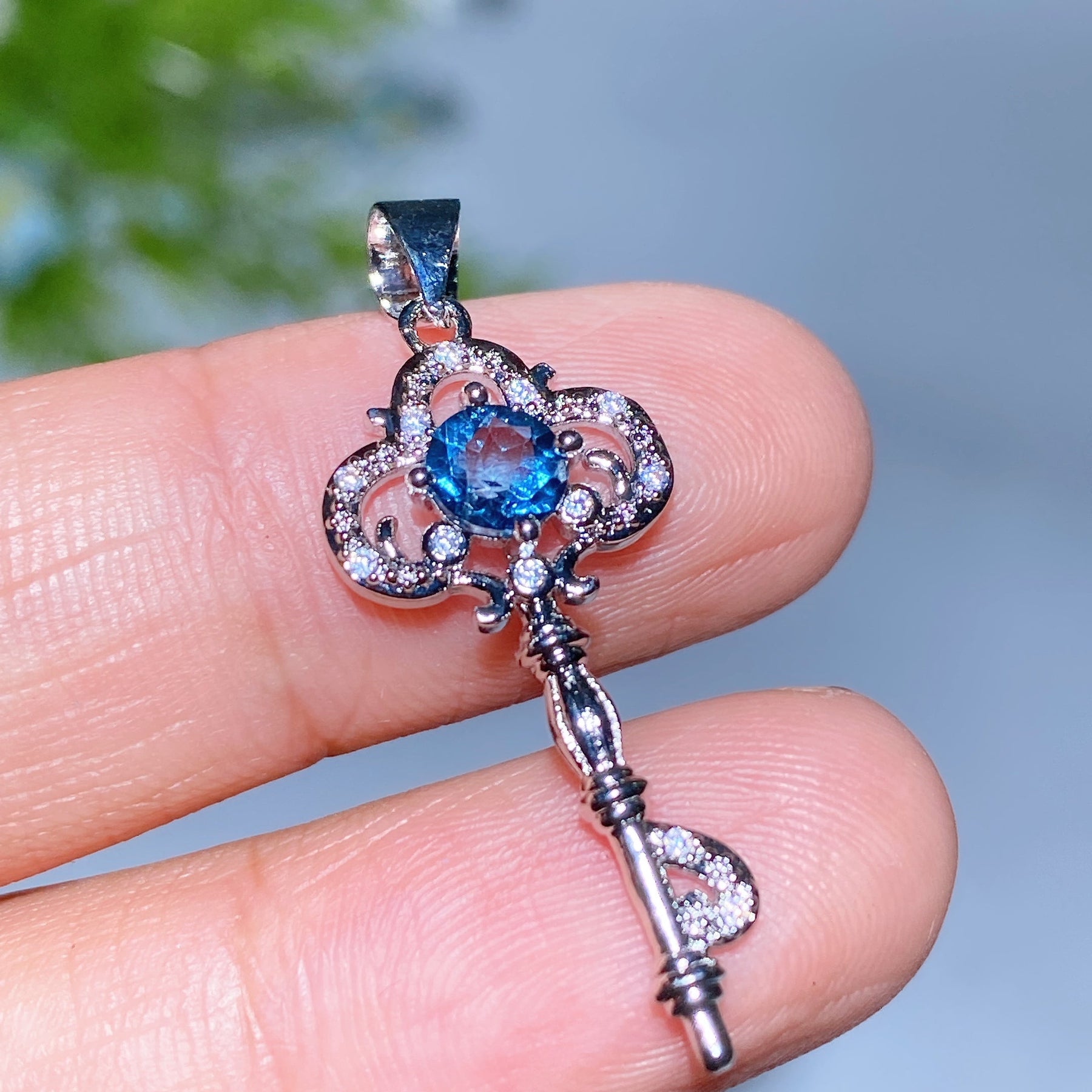 Copper Silver Plated Crystal Pendant