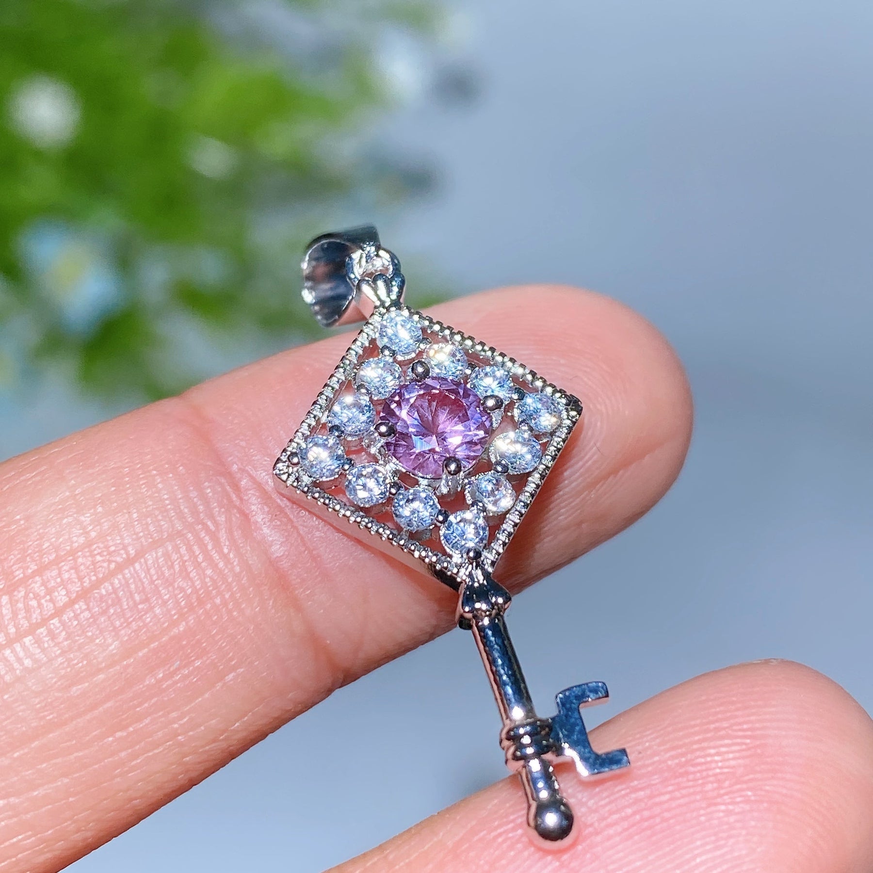 Copper Silver Plated Crystal Pendant