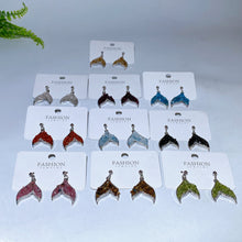 Alloy Metal Crystal Chips Fish Tail Design Earrings