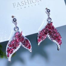 Alloy Metal Crystal Chips Fish Tail Design Earrings