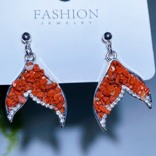 Alloy Metal Crystal Chips Fish Tail Design Earrings