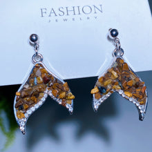 Alloy Metal Crystal Chips Fish Tail Design Earrings