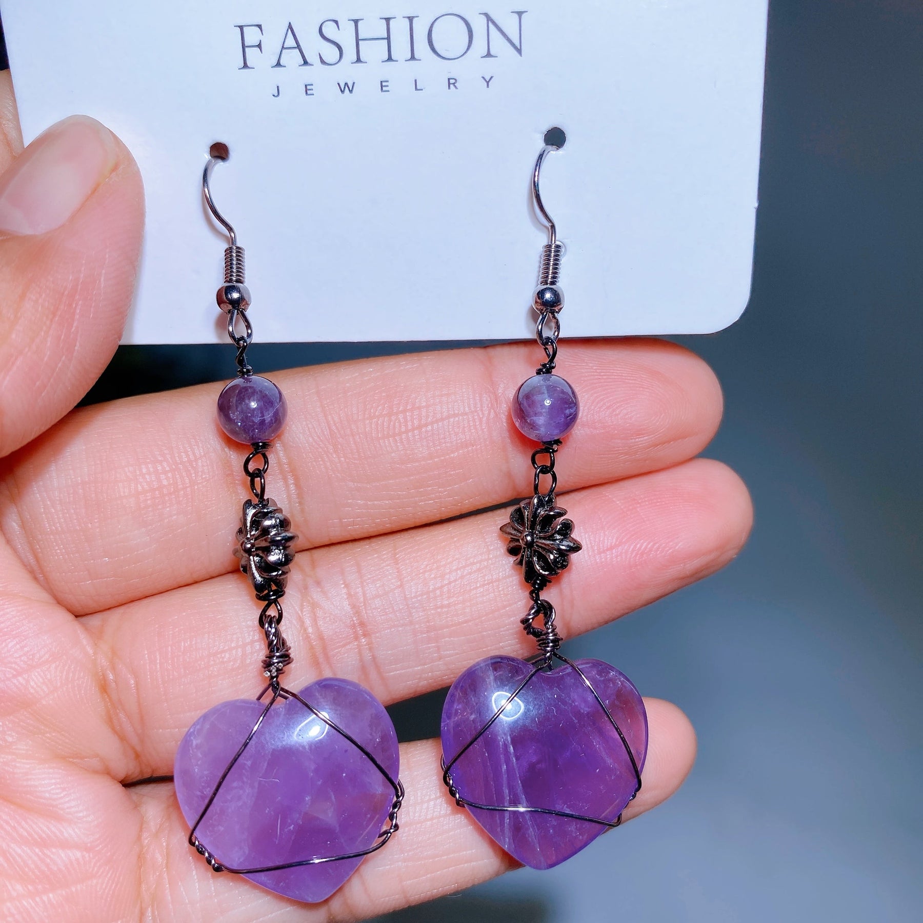 Alloy Metal Wrapped Crystal Heart Earrings