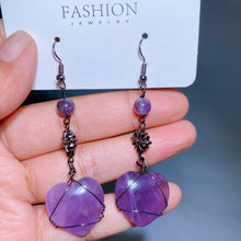 Alloy Metal Wrapped Crystal Heart Earrings