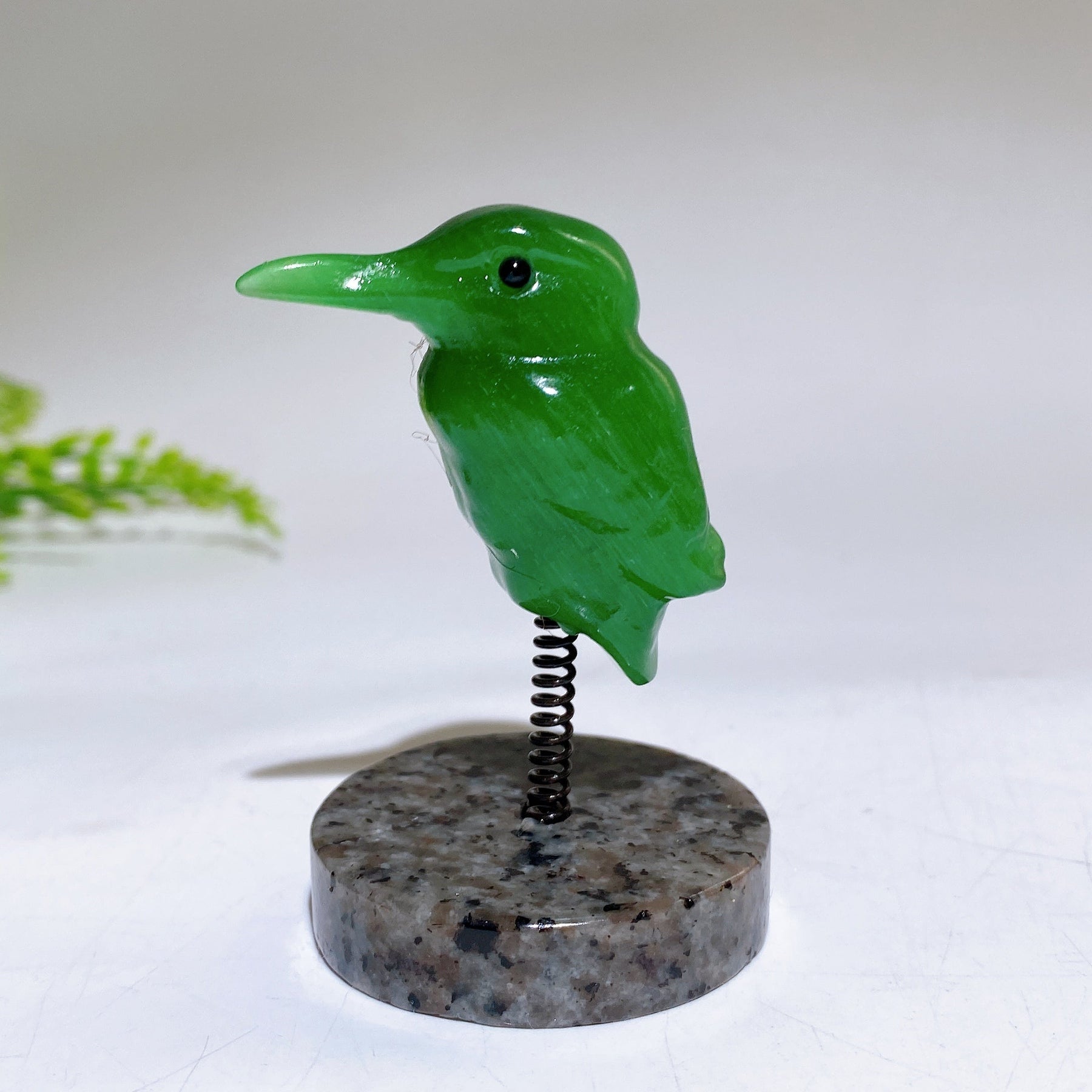 Cat's Eye Hummingbird on Spring with UV Reactive Yooperlite Base Free Form