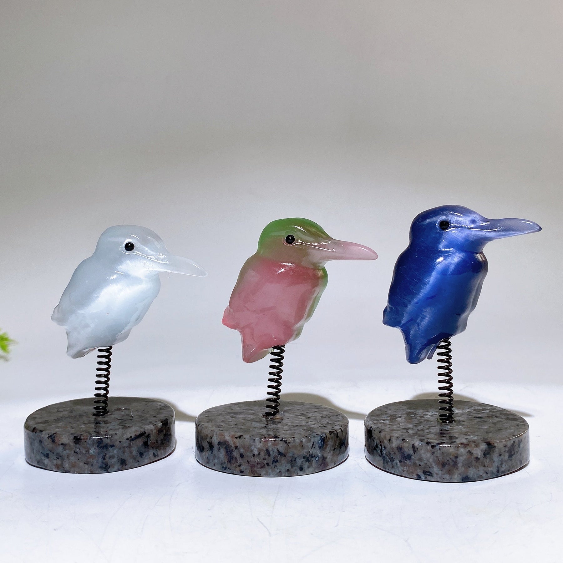 Cat's Eye Hummingbird on Spring with UV Reactive Yooperlite Base Free Form