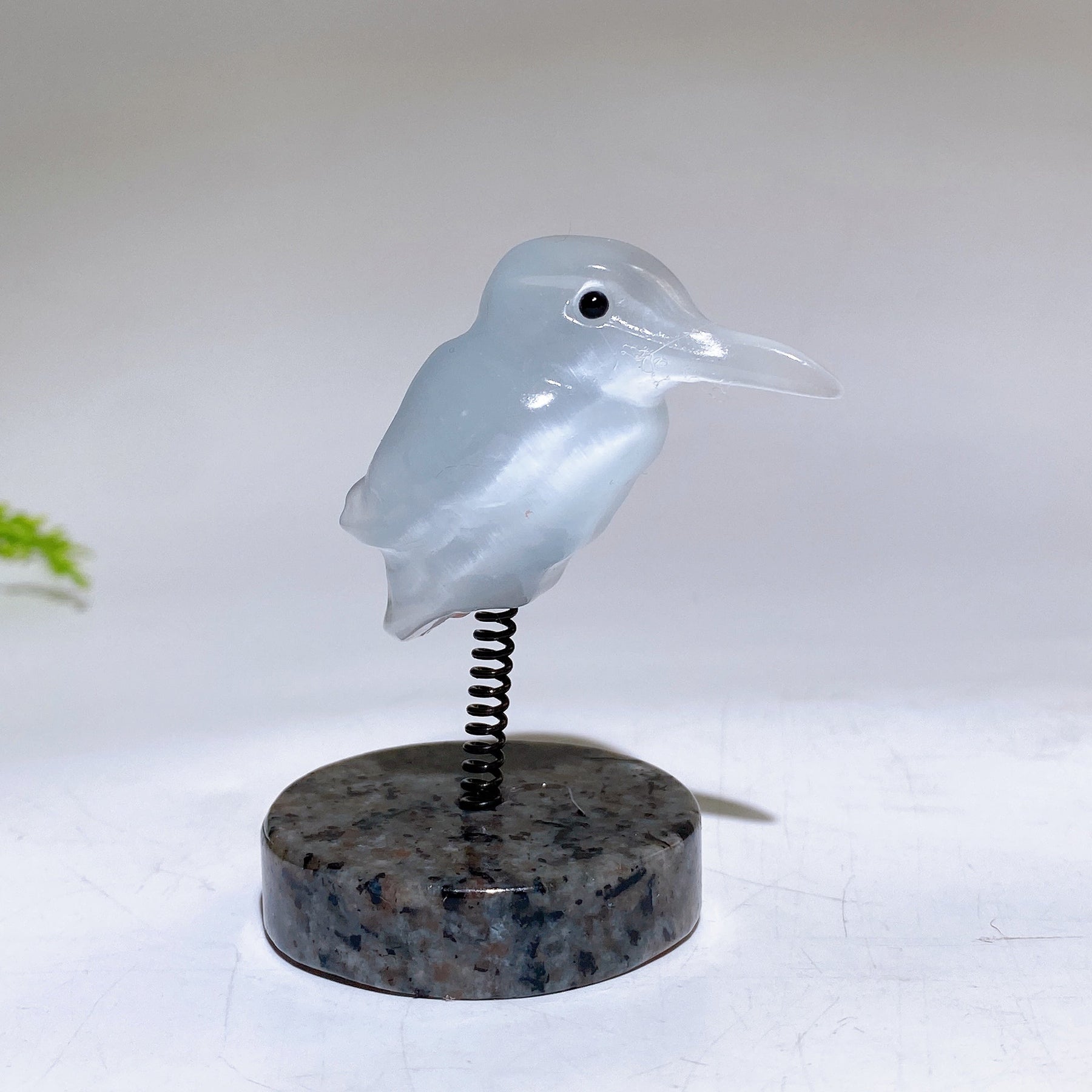 Cat's Eye Hummingbird on Spring with UV Reactive Yooperlite Base Free Form