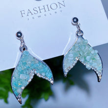 Alloy Metal Crystal Chips Fish Tail Design Earrings