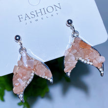 Alloy Metal Crystal Chips Fish Tail Design Earrings