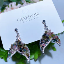Alloy Metal Crystal Chips Fish Tail Design Earrings