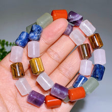 Natural Mixed Crystal Barrel Bracelet
