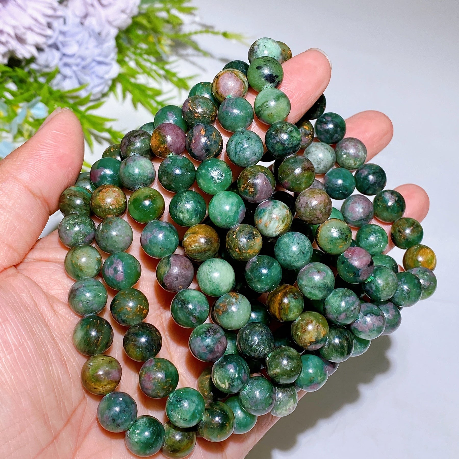10mm Ruby In Fuchsite Bracelet