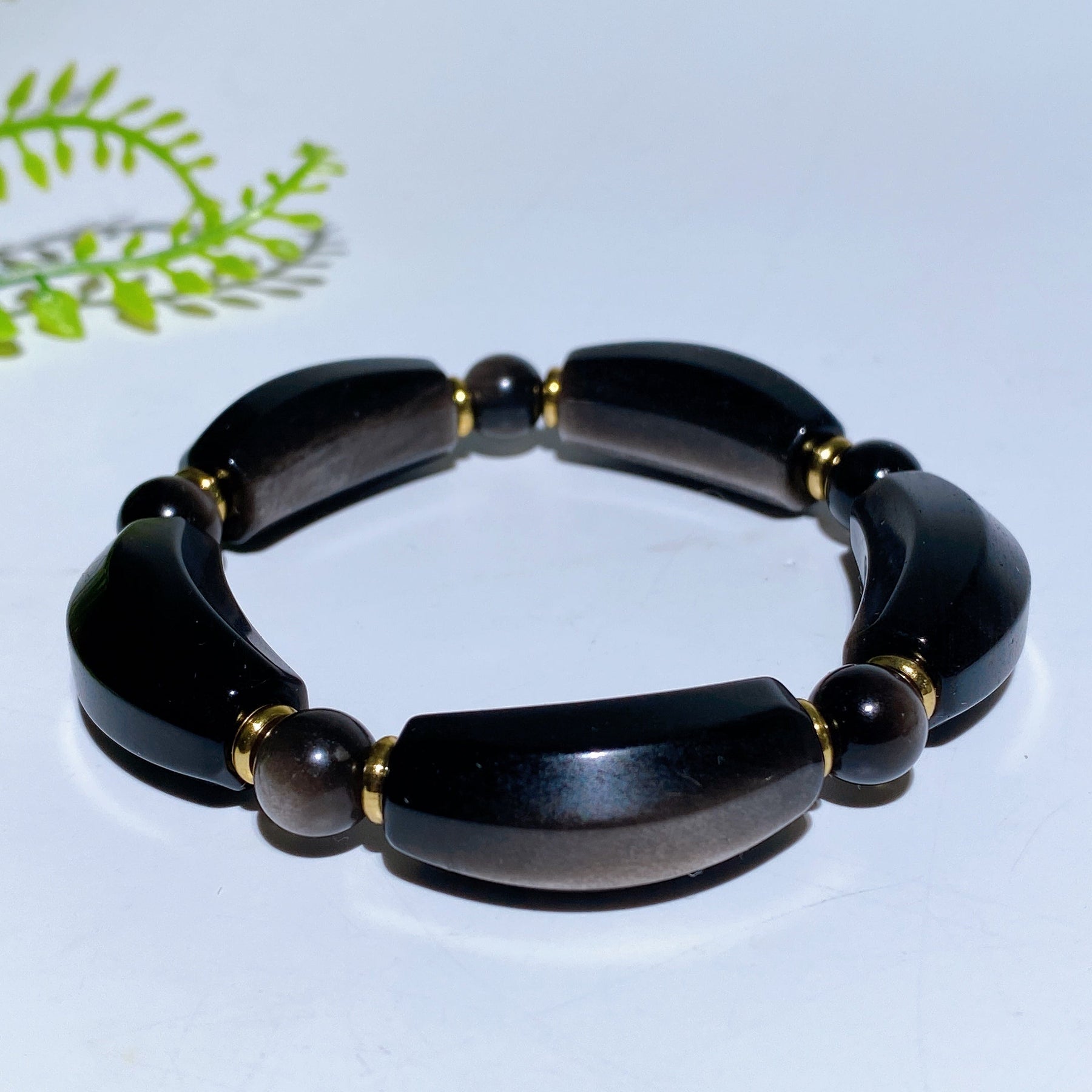 Natural Silver Obsidian Smile Bracelet