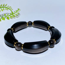 Natural Silver Obsidian Smile Bracelet