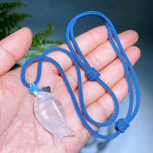 Natural Clear Quartz Fish with Rope Necklace