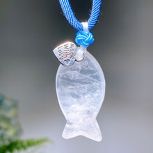 Natural Clear Quartz Fish with Rope Necklace