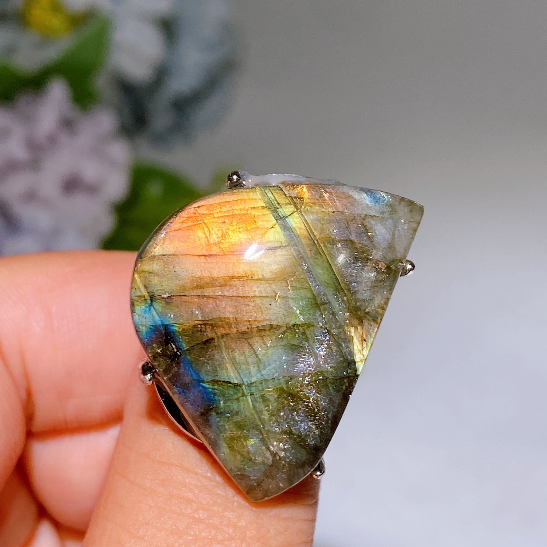 1.2"-1.7" Irregular Shape Labradorite Ring