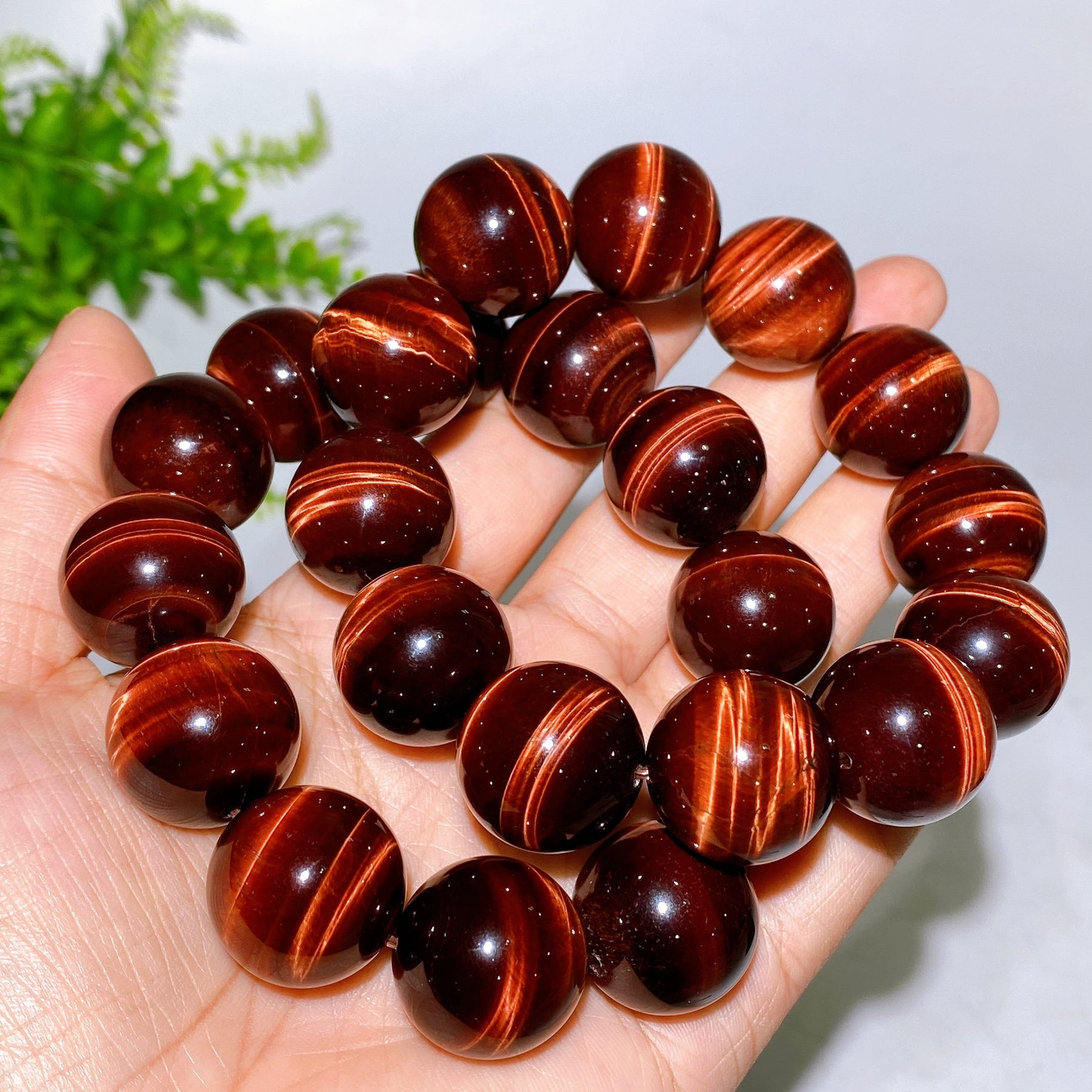 20mm Red Tiger's Eye Bracelet