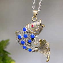 Metal Goldfish with Lapis Decor Pendant