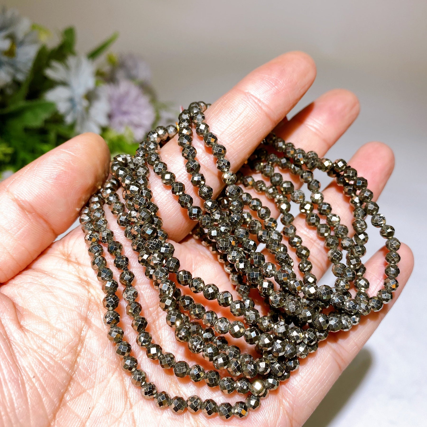 4mm Faceted Pyrite Bracelet