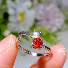 Sterling Silver Cat Design Garnet Ring