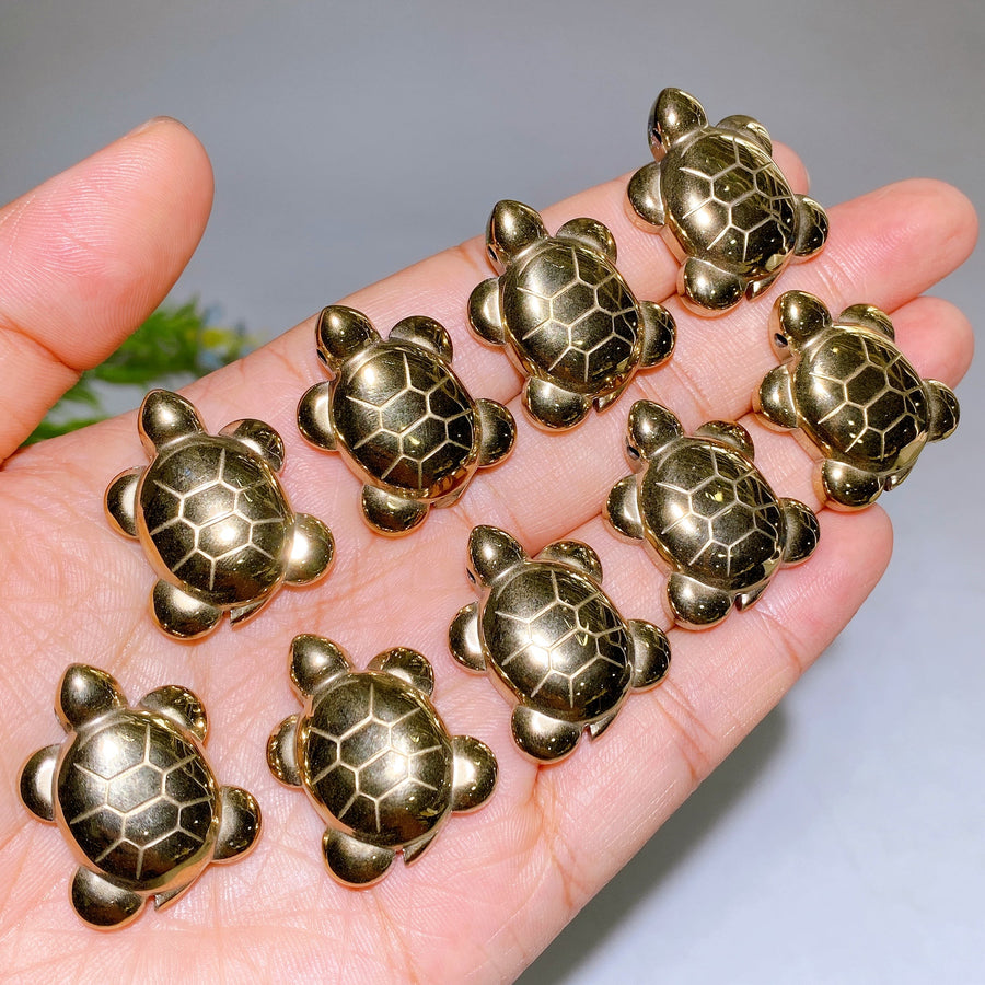 1.1" Drilled Pyrite Turtle Pendant