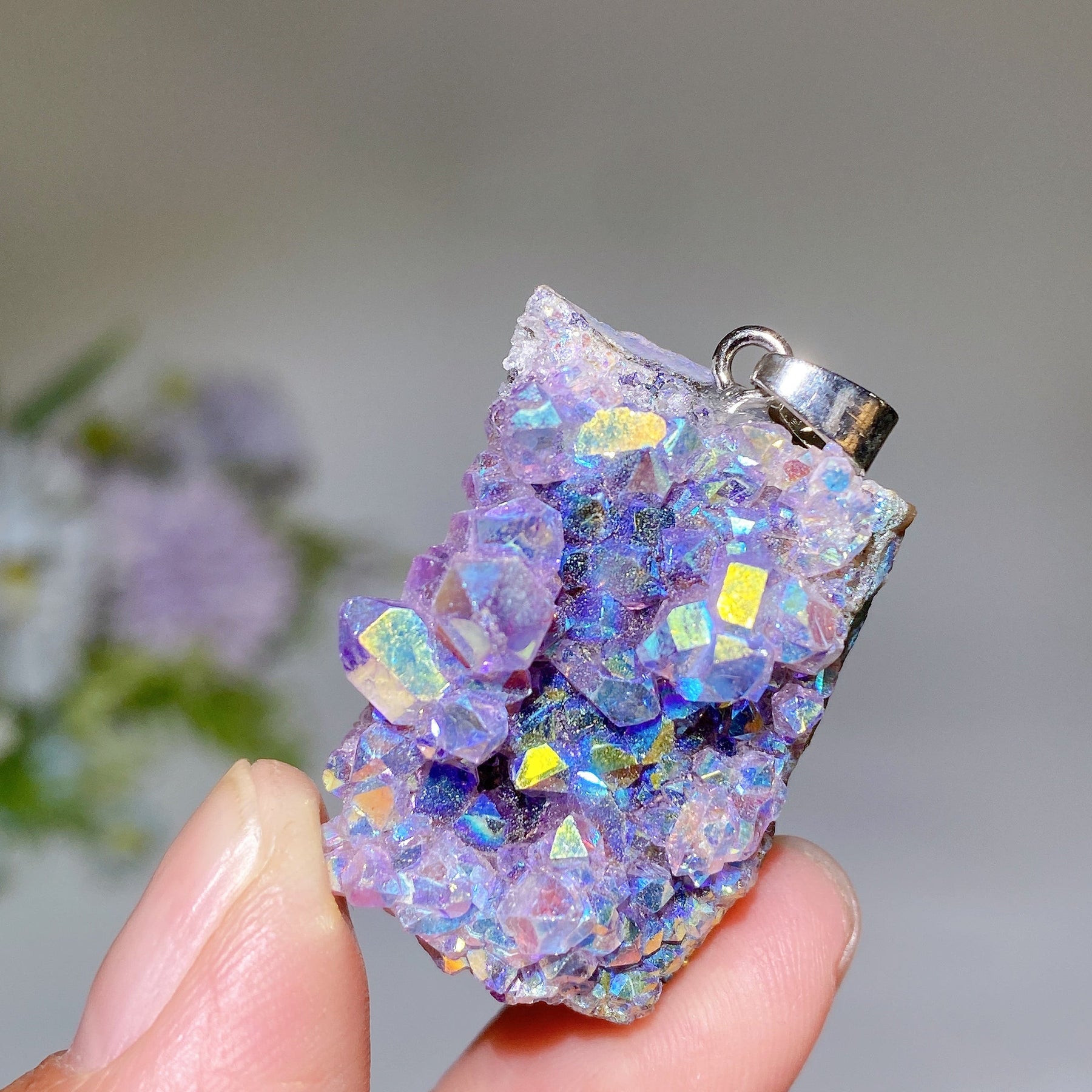 Irregular Shape Aura Cluster Pendant