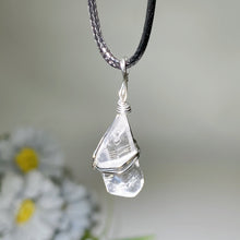 Clear Quartz Point Pendant with Black Cord