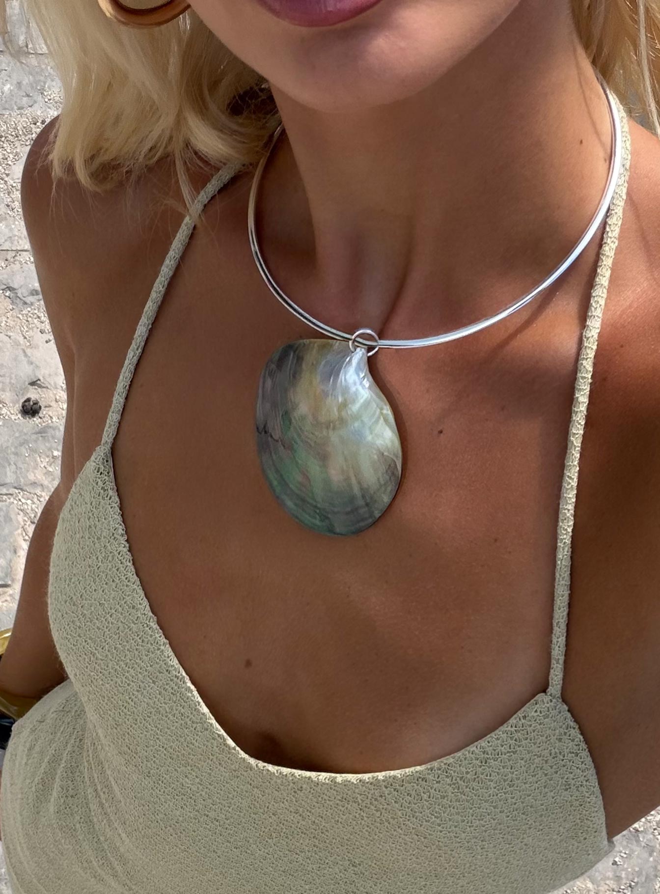 Soreia Shell Necklace Silver women's necklace by Ellevoria