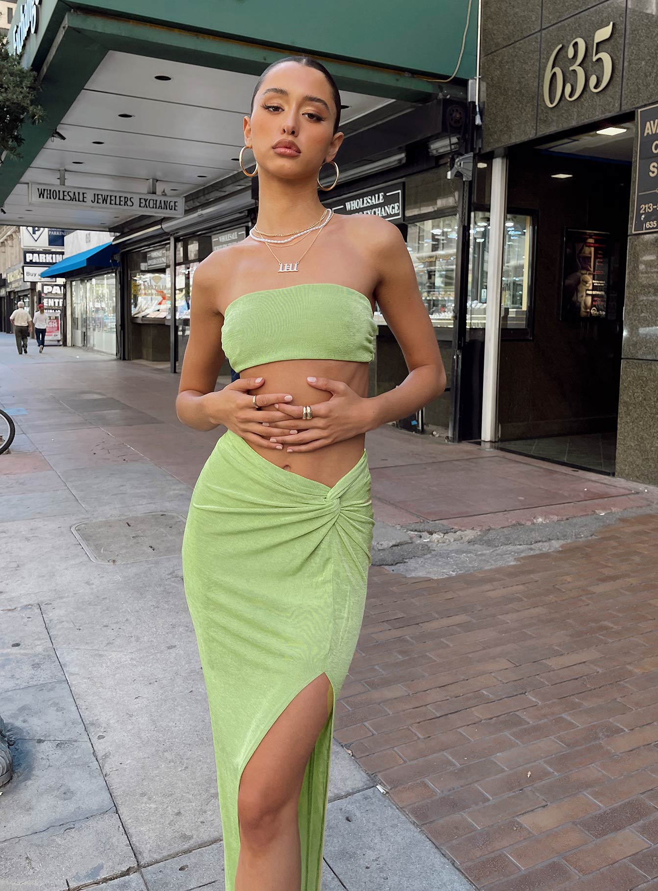 Karley Twist Set Green women's skirt set by Ellevoria