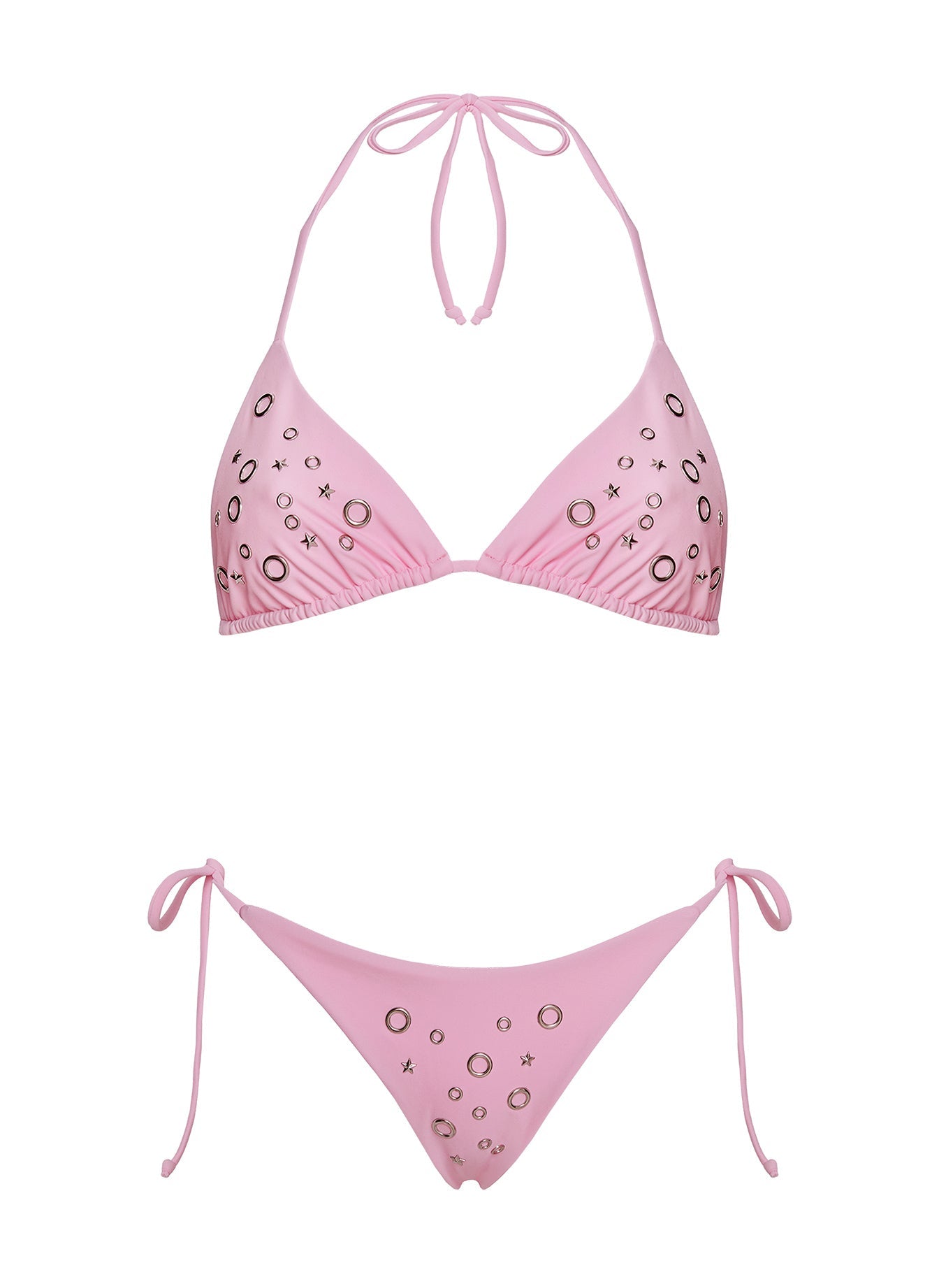 Likaia Embellished Tie Side Bikini Bottom Pink women's matching set by Ellevoria