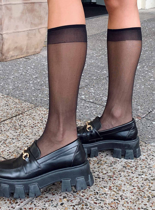 McClair Knee High Stocking Socks Black women's socks by Ellevoria