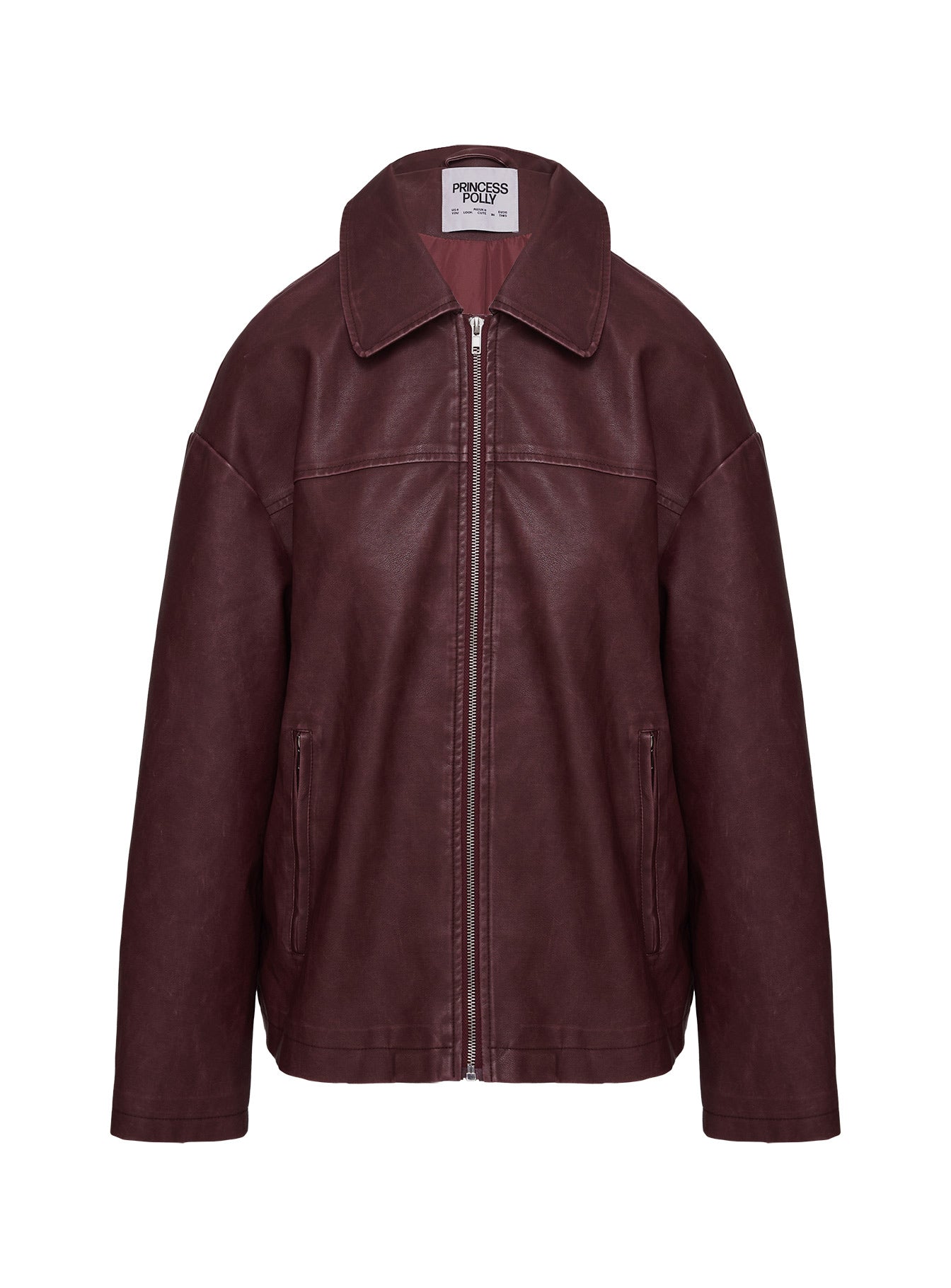Napoleon Faux Leather Jacket Burgundy women's jacket by Ellevoria
