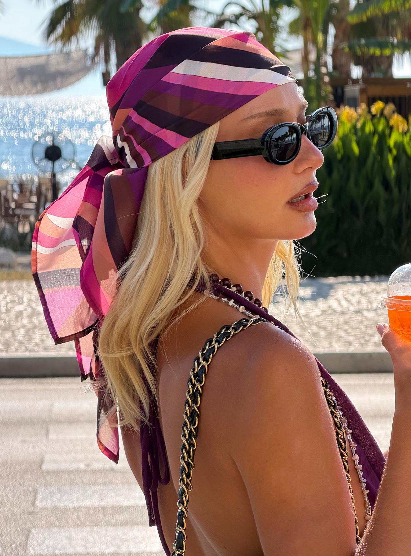 Nellie Scarf Retro Pink women's hair accessory by Ellevoria