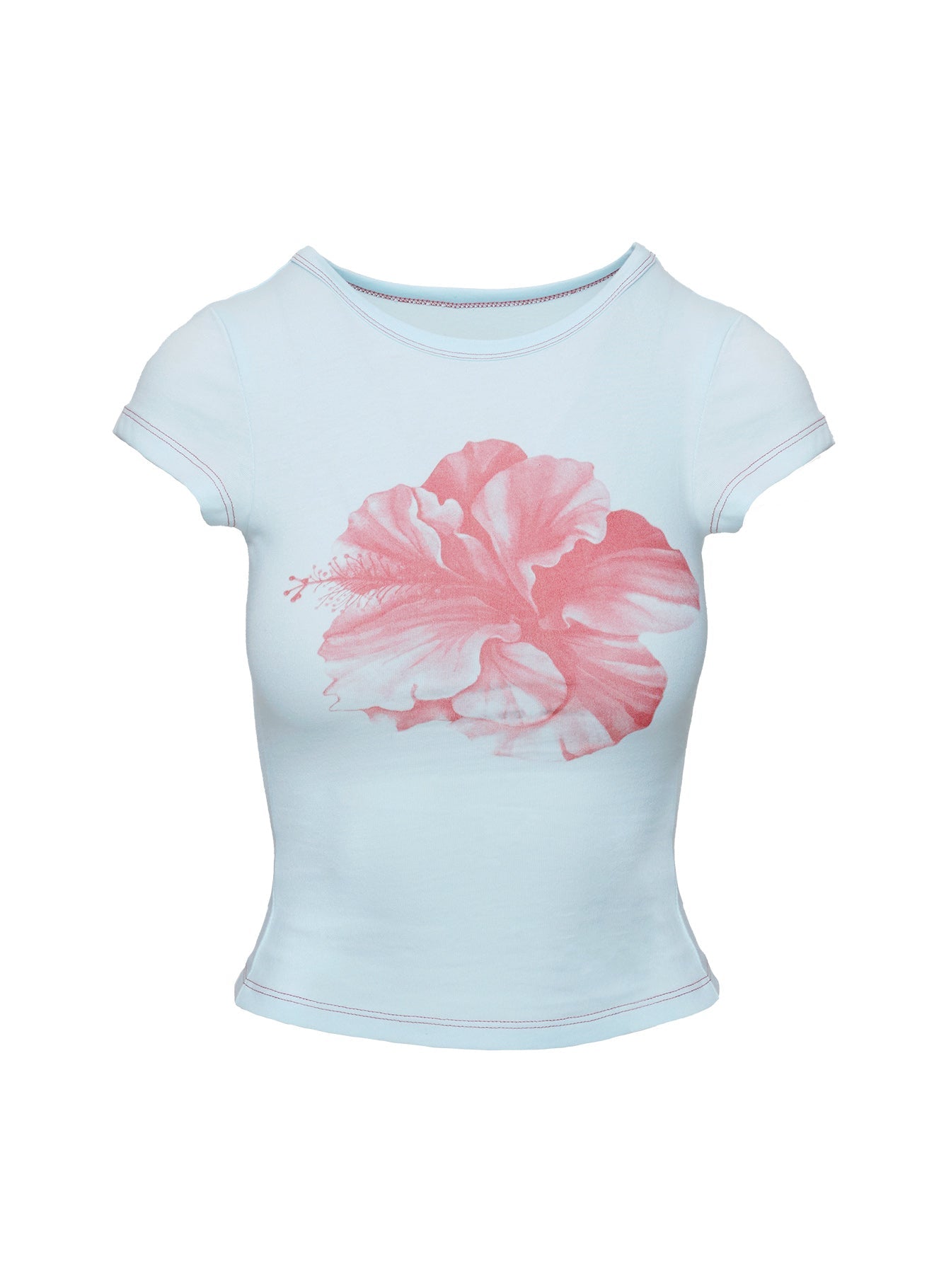 Owenz Hibiscus Baby Tee Blue - women's top by Ellevoria - view 13