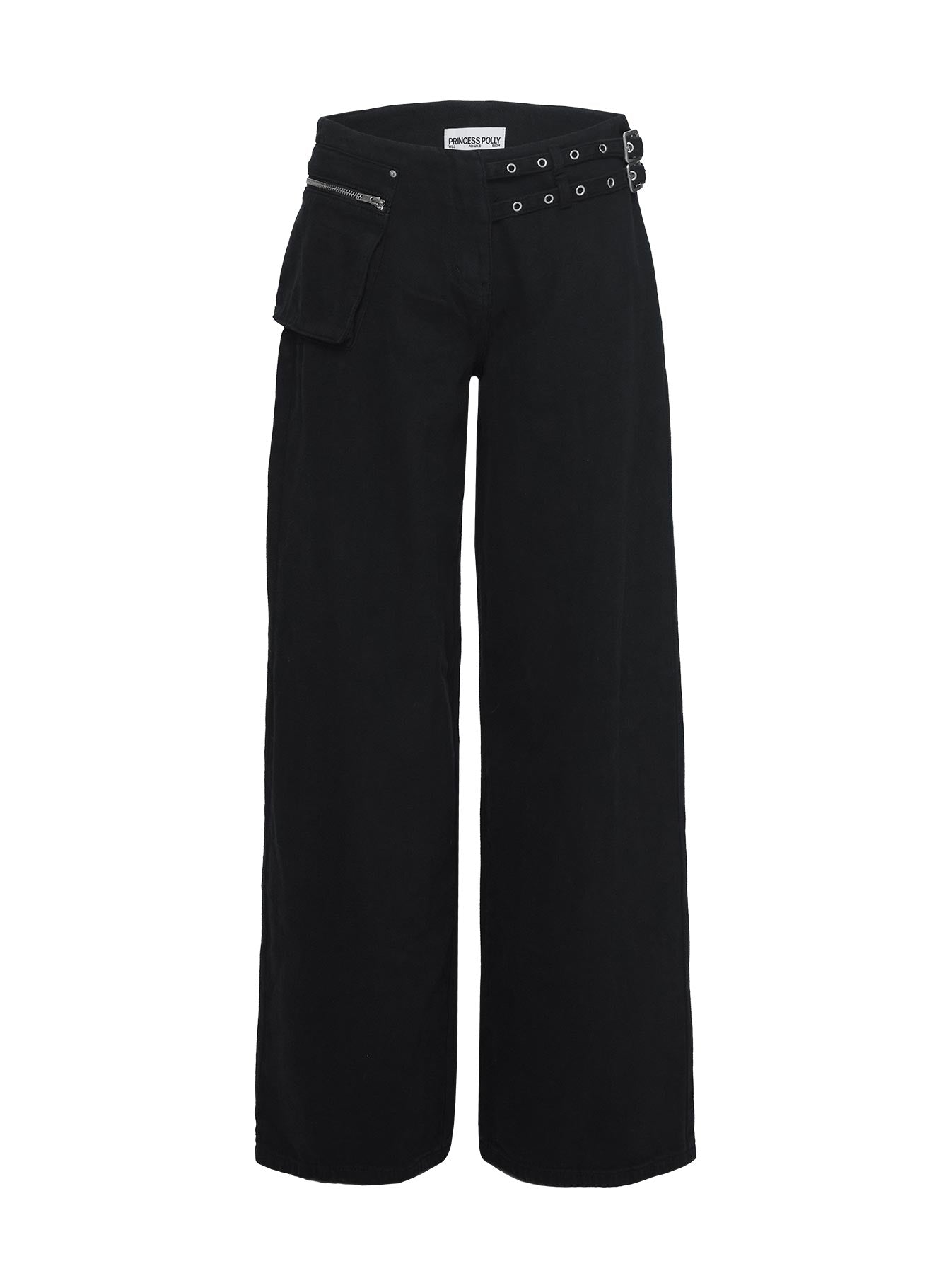 Paltrow Mid Rise Wide Leg Cargo Jeans Black women's denim jeans by Ellevoria