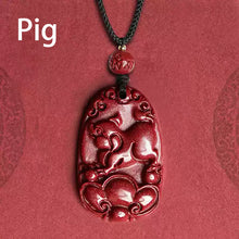 Hand-Carved Cinnabar Zodiac Cloud Pendants