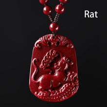 Hand-Carved Cinnabar Zodiac Pendants