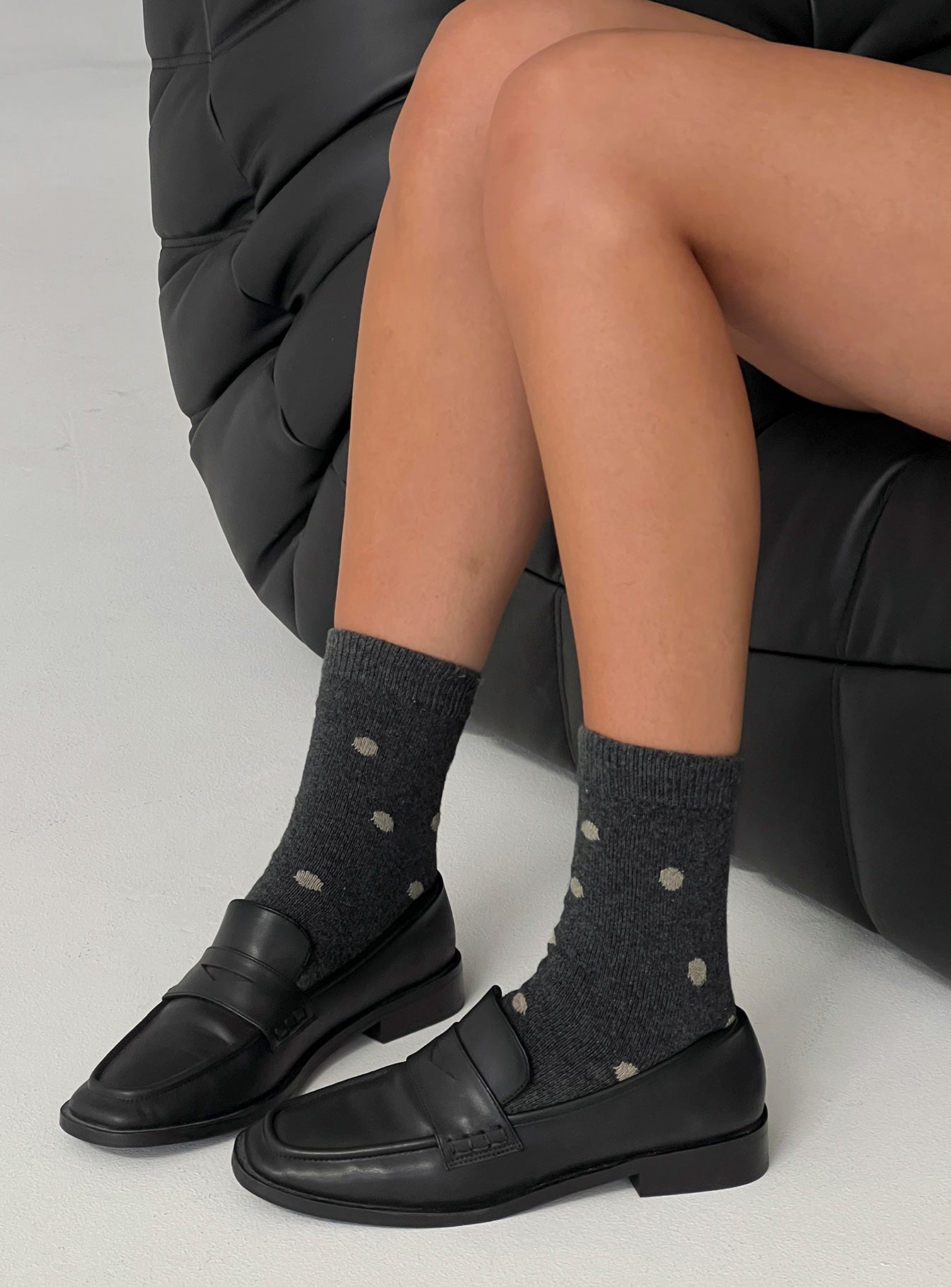 Safire Socks Grey / Beige Polka Dot women's socks by Ellevoria