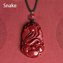 Hand-Carved Cinnabar Zodiac Cloud Pendants