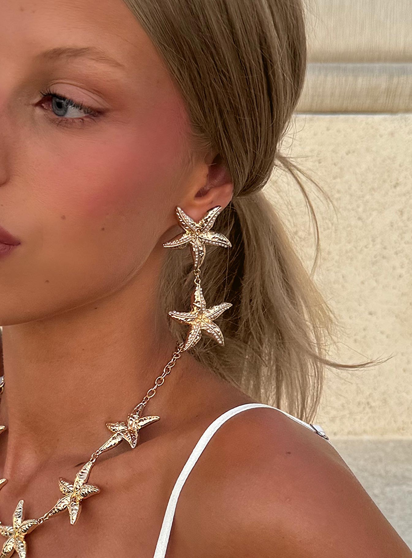 Starfish Drop Earrings Gold women's earrings by Ellevoria
