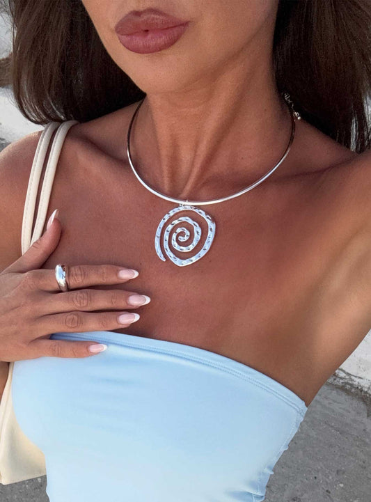 Top Of Mind Swirl Pendant Necklace Silver women's necklace by Ellevoria