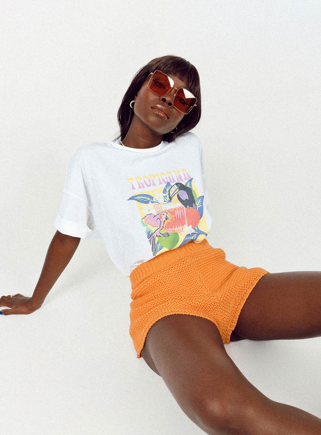 Tropicana Oversized Tee White - women's top by Ellevoria - view 7