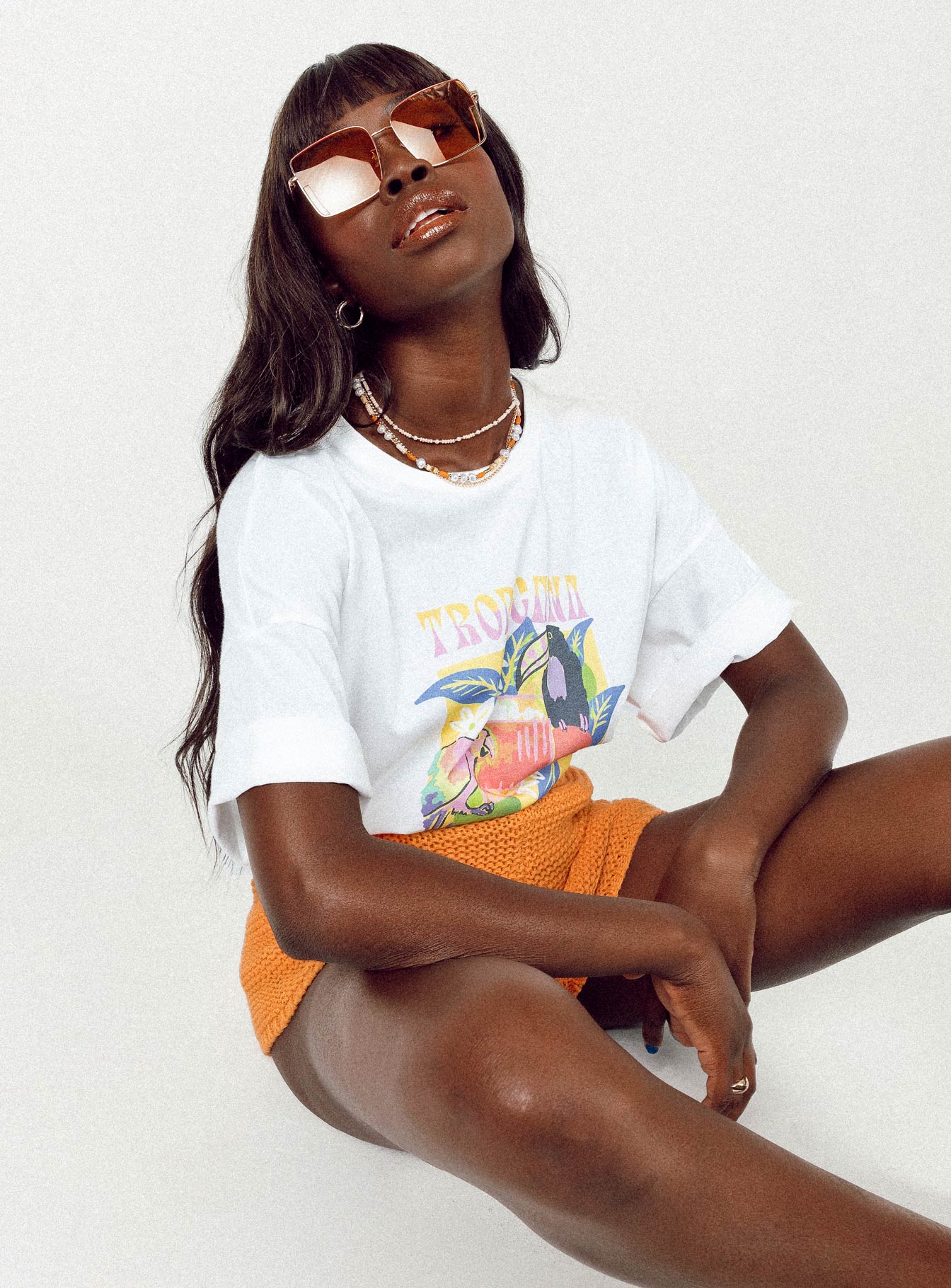 Tropicana Oversized Tee White - women's top by Ellevoria - view 8