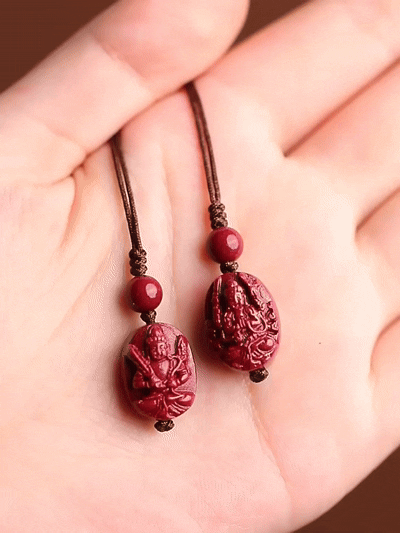Handcrafted Cinnabar Birth Buddha Pendant Necklace