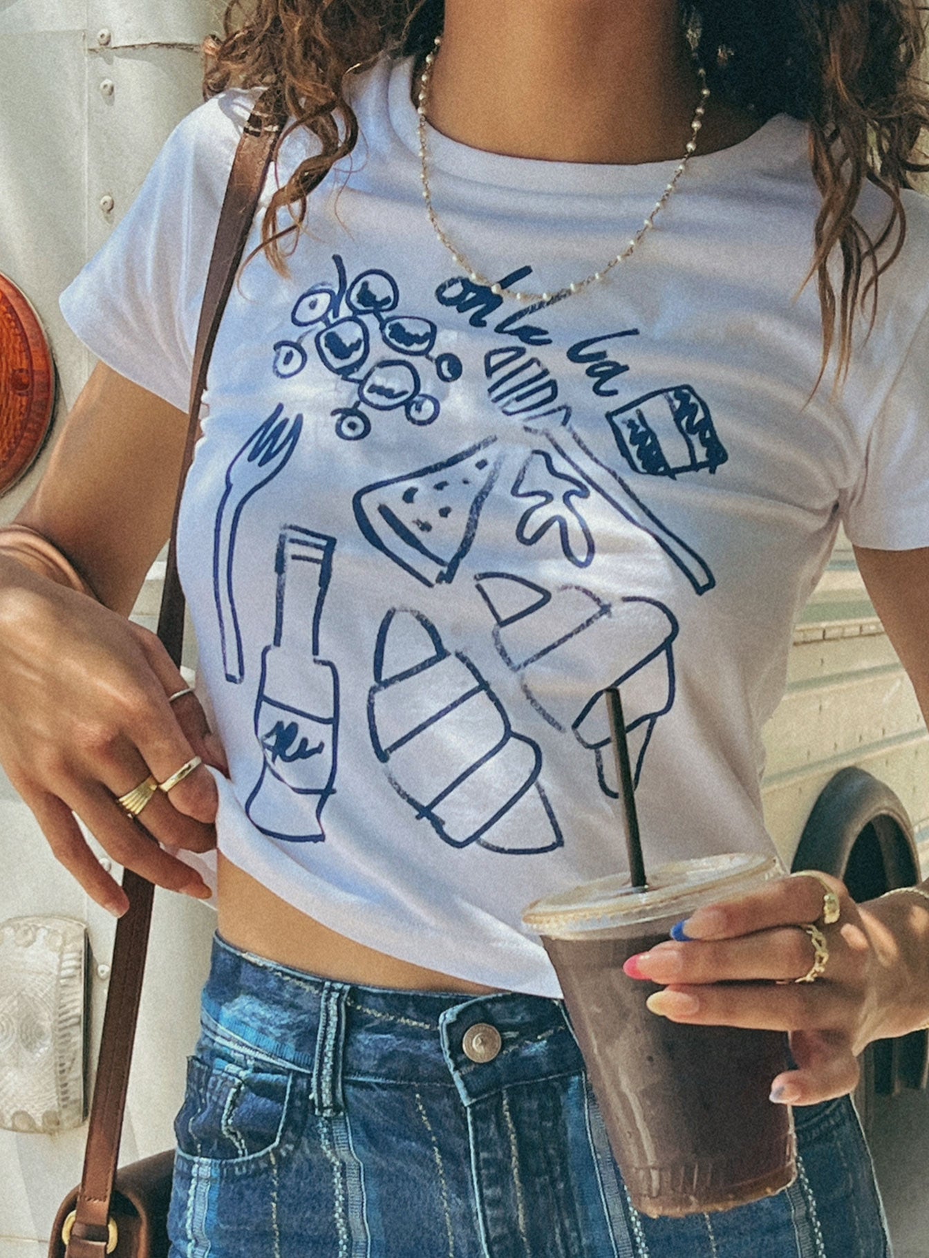 Continental Breakfast Tee White - women's top by Ellevoria