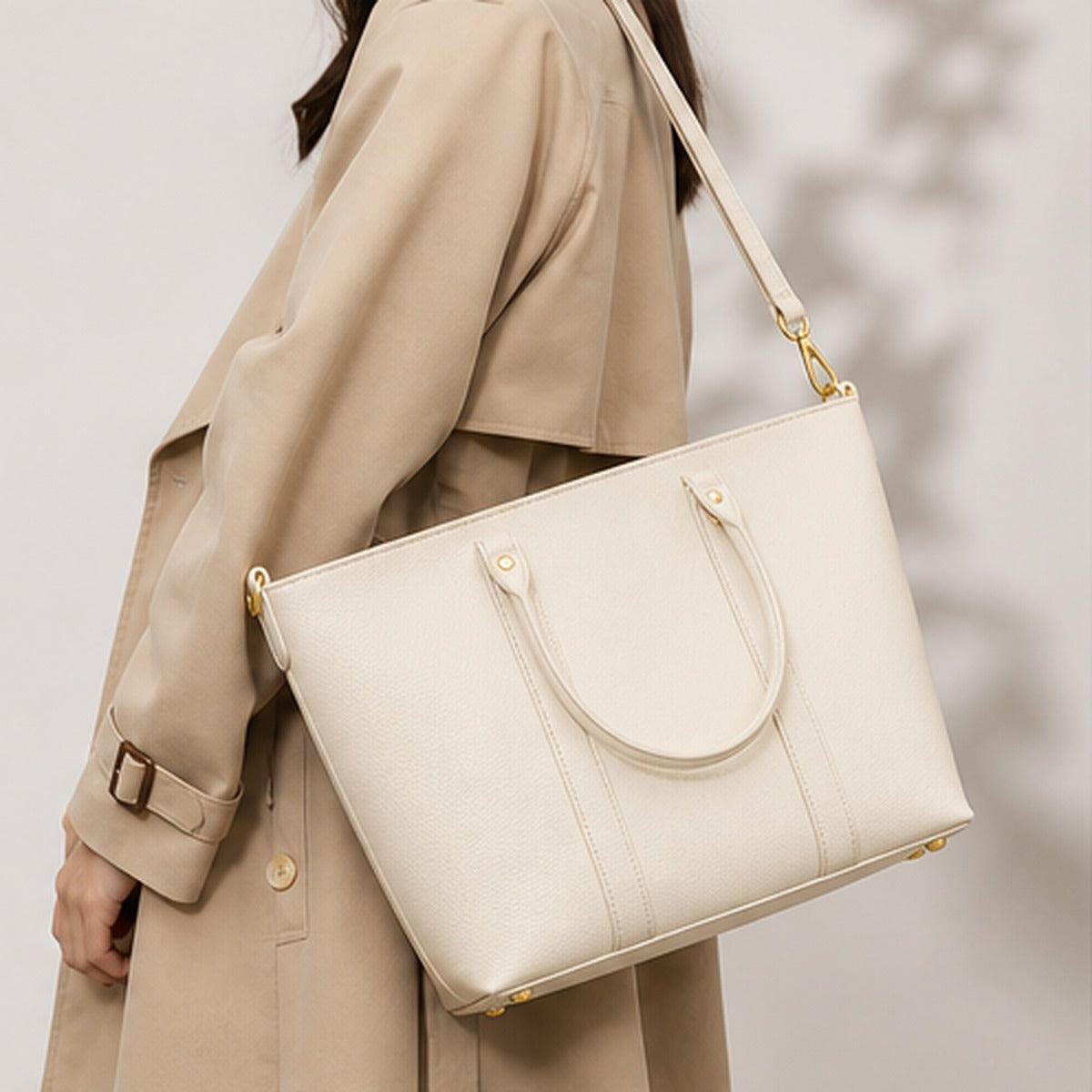 Aster Ivory Structured Work Tote - carry